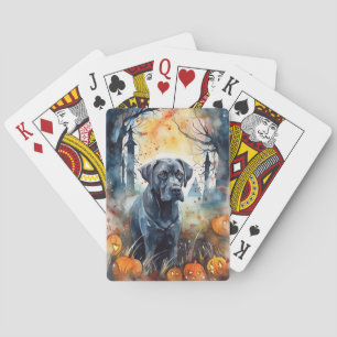 Halloween Cane Corso With Pumpkins Scary Playing Cards