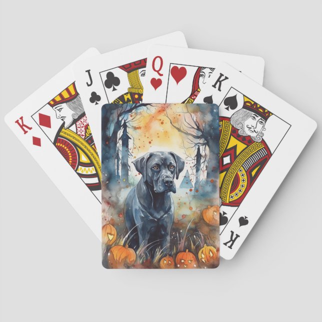 Halloween Cane Corso With Pumpkins Scary Playing Cards (Back)