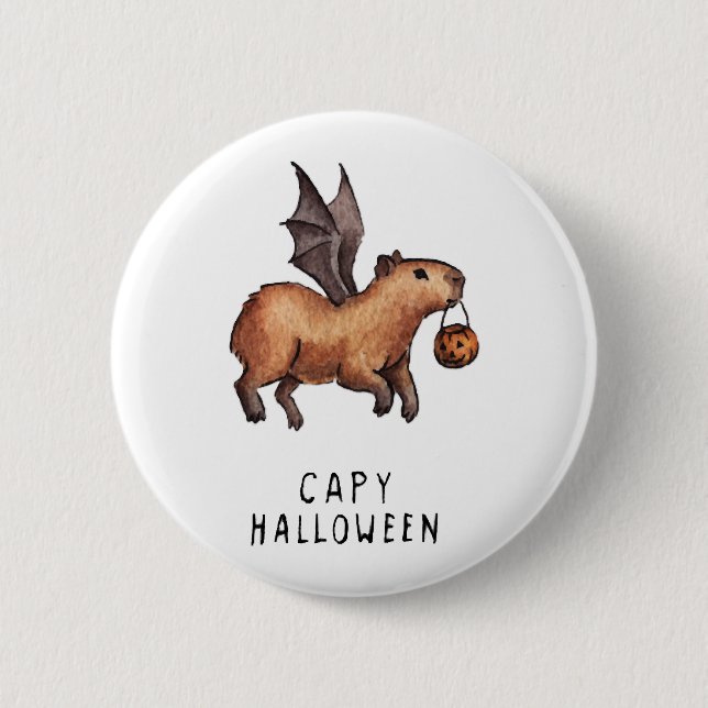 Halloween Capybara 6 Cm Round Badge (Front)
