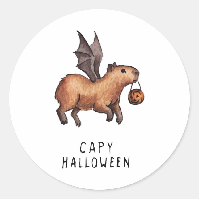 Halloween Capybara Classic Round Sticker (Front)