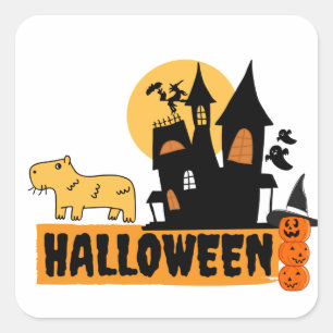 Halloween Capybara Square Sticker