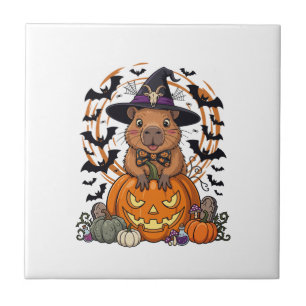 Halloween Capybara Witch Hat Pumpkin Bats Potions Tile