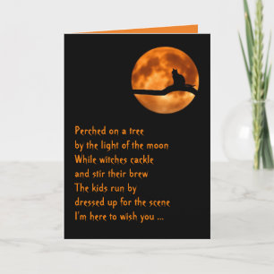 Halloween card for cat lovers, original poem