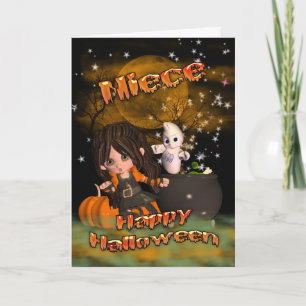Halloween card for Niece, trick or treat? happy ha
