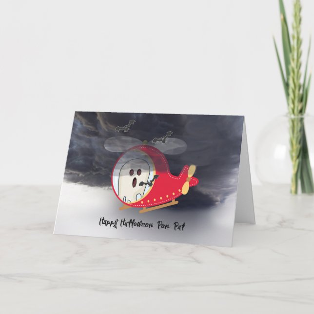 Halloween Card for Pen Pal with Helicopter (Front)
