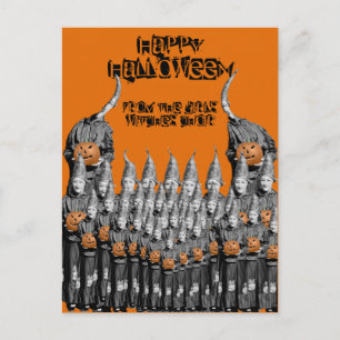 HALLOWEEN CARD GIRLS WITCH CHOIR 1930'S PHOTO