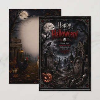 halloween card grave design front back