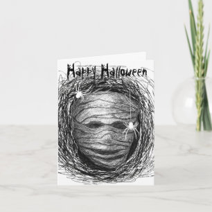 Halloween Card Mummy Grey