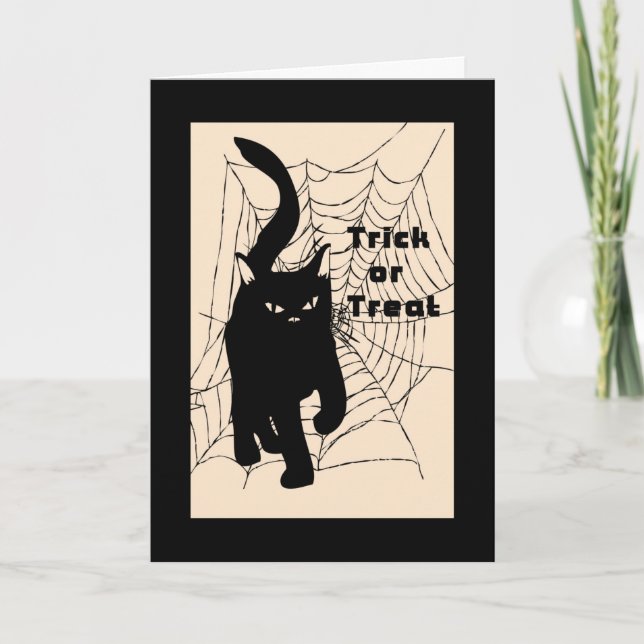 Halloween Card, Trick or Treat Cat Card (Front)