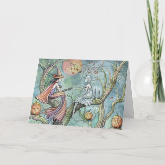 Halloween Card Witch and Ghost (Front)