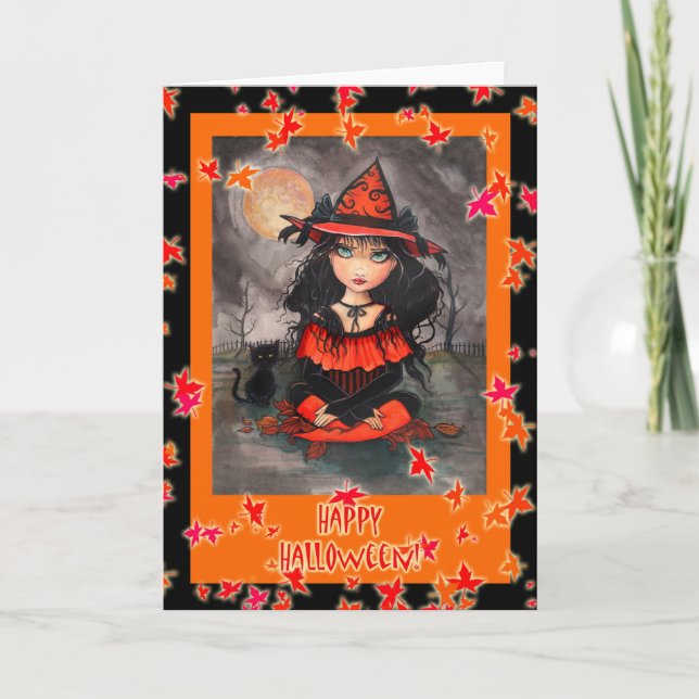 Halloween Card  Witch Cat by Molly Harrison (Front)
