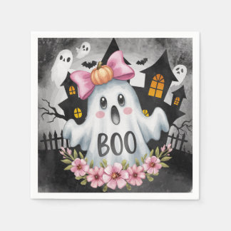 Halloween card with a A kawaii ghost  Napkin