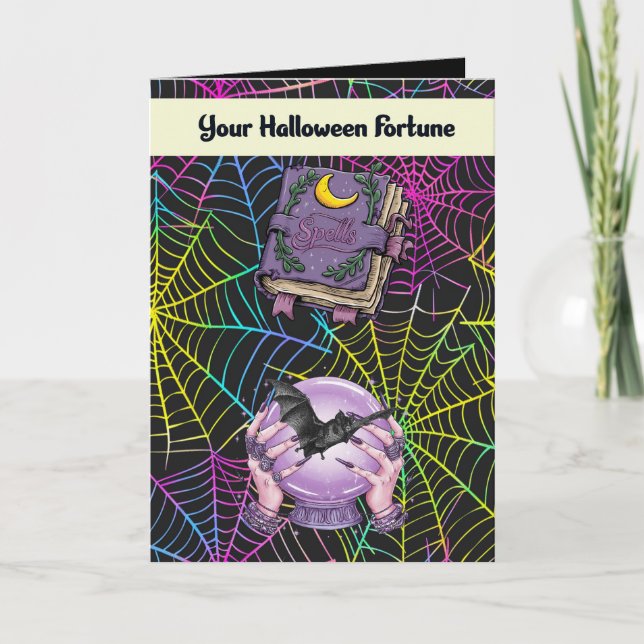 Halloween Card with Colourful Webs & Fortune (Front)