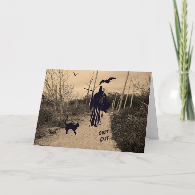 Halloween Card with Grim Reaper in Sepia (Front)