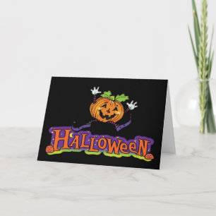 Halloween card with jolly pumpkin