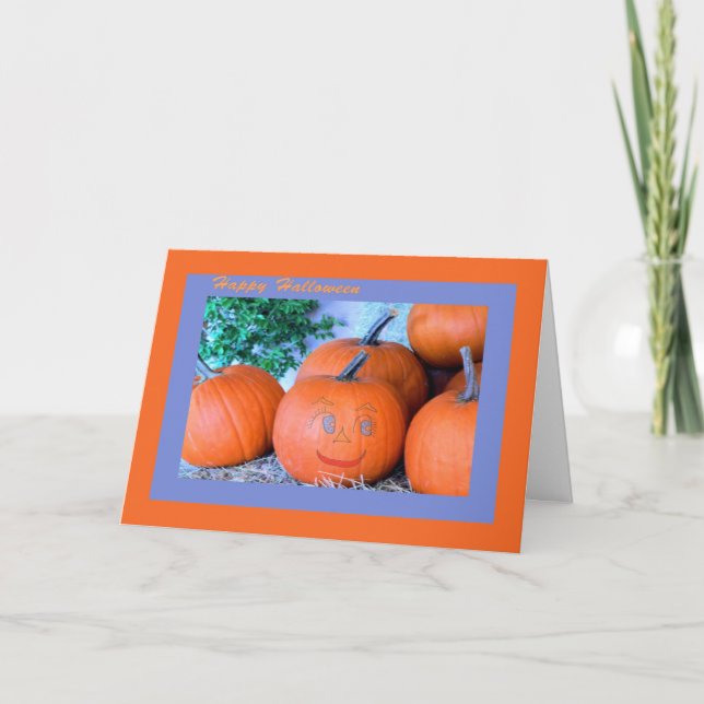 Halloween Card with Smiling Pumpkin (Front)
