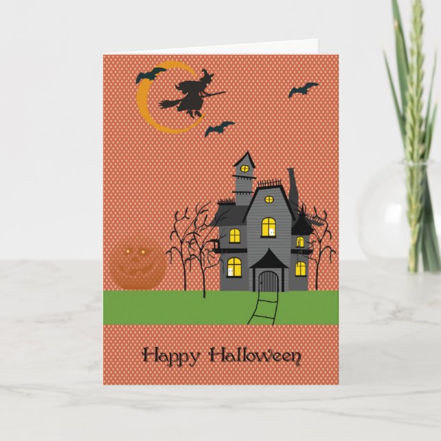 Halloween Card with Spooky House (Front)