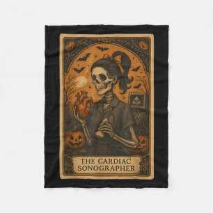 Halloween Cardiac Sonographer Tarot Card Skeleton  Fleece Blanket