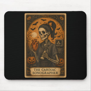 Halloween Cardiac Sonographer Tarot Card Skeleton Mouse Mat