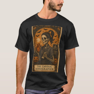 Halloween Cardiac Sonographer Tarot Card Skeleton T-Shirt