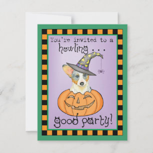 Halloween Cardigan Welsh Corgi Invitation
