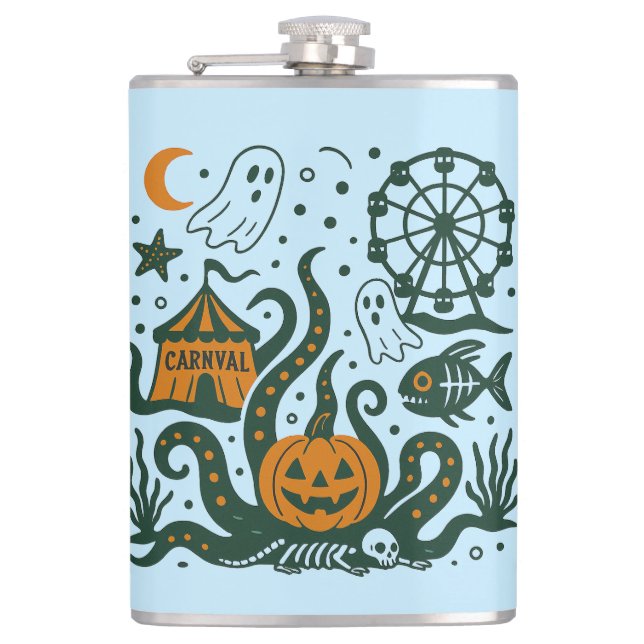 halloween carnaval under the ocean hip flask (Front)