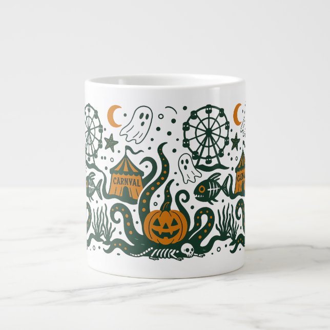 halloween carnaval under the ocean large coffee mug (Front)