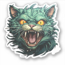 Halloween Cartoon Scary Green Zombie Cat