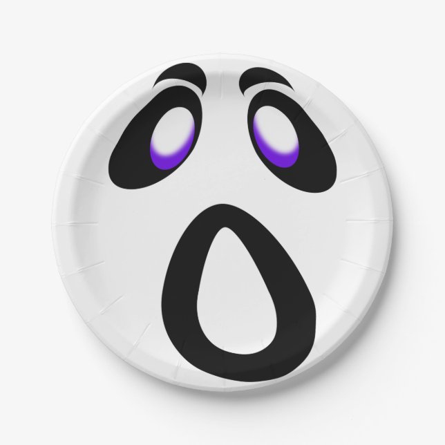 Halloween Cartoon Screaming Ghost Face Paper Plate (Front)