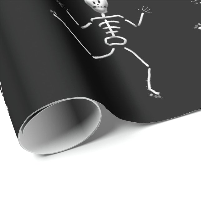 Halloween Cartoon Skeletons Wrapping Paper (Roll Corner)