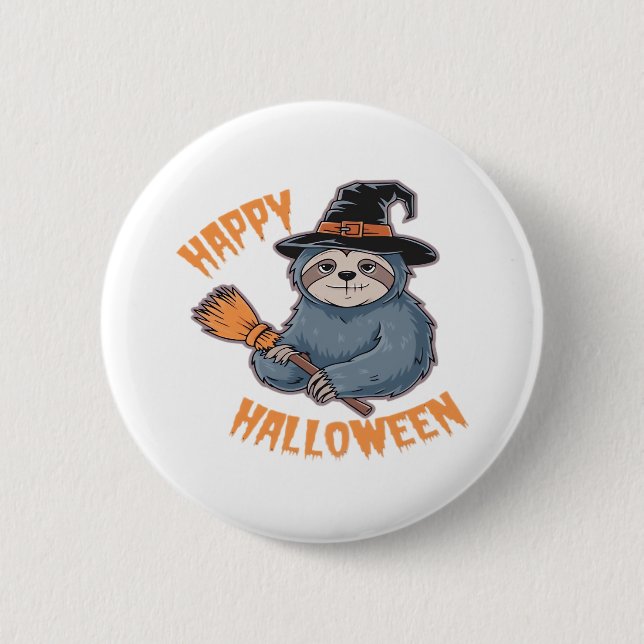 Halloween Cartoon Sloth Classic T-Shirt 6 Cm Round Badge (Front)