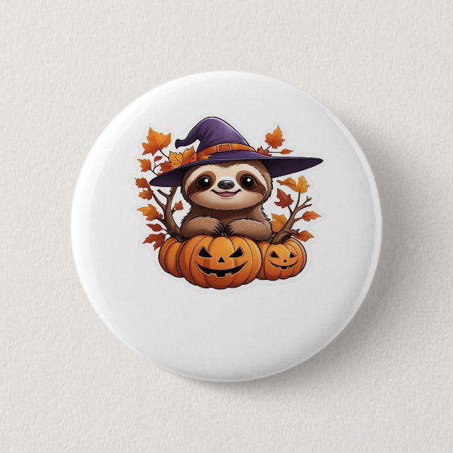 Halloween Cartoon Sloth Classic T-Shirt 6 Cm Round Badge (Front)