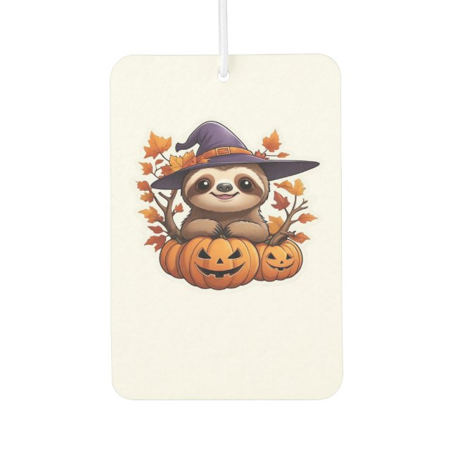 Halloween Cartoon Sloth Classic T-Shirt Car Air Freshener (Front)