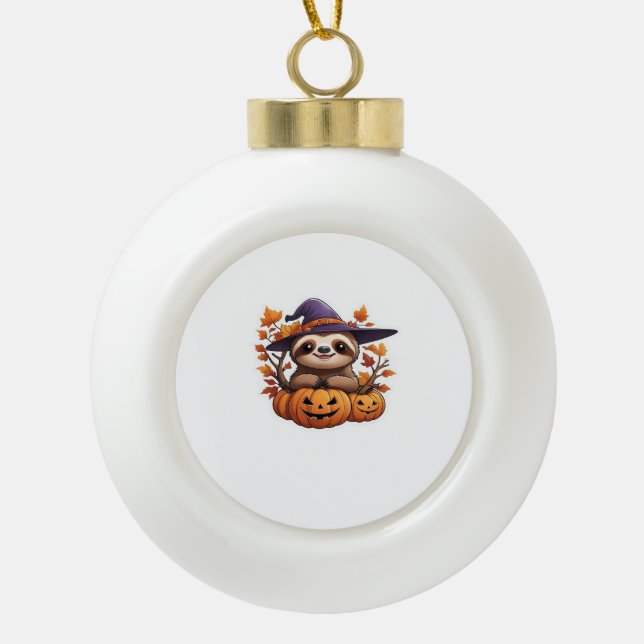 Halloween Cartoon Sloth Classic T-Shirt Ceramic Ball Christmas Ornament (Front)