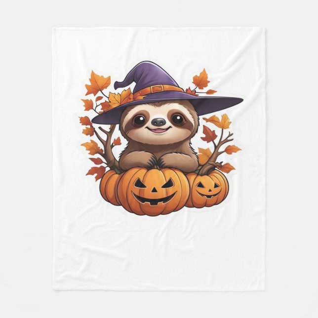 Halloween Cartoon Sloth Classic T-Shirt Fleece Blanket (Front)