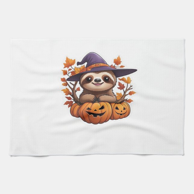 Halloween Cartoon Sloth Classic T-Shirt Tea Towel (Horizontal)