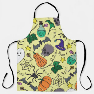 Halloween Cartoon: Vibrant Vintage Pattern Apron