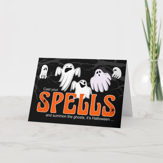 Halloween Cast Your Spells and Summon the Ghosts Holiday Card (Front)