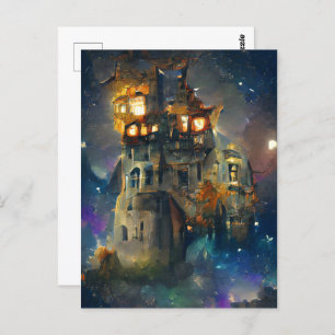 Halloween Castle, Halloween Ghost, Japanese Art  P Postcard