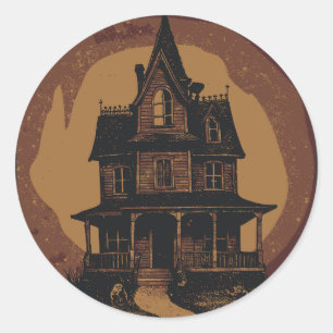 Halloween Castle Spooky Haunted Mansion Classic Round Sticker