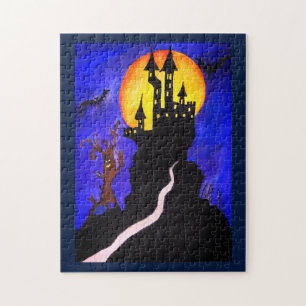 Halloween Castle Tree Photo Puzzle with Gift Box