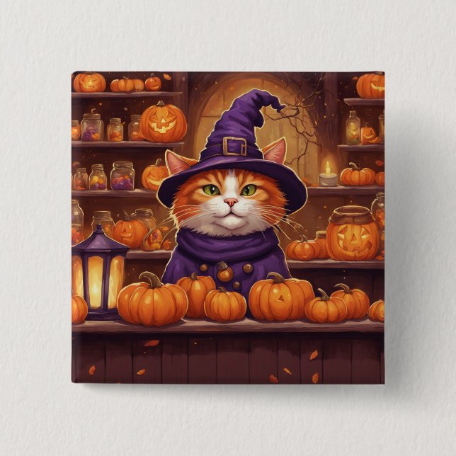 halloween cat #10 button (Front)