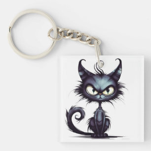 Halloween Cat #2 Digital Art Key Ring