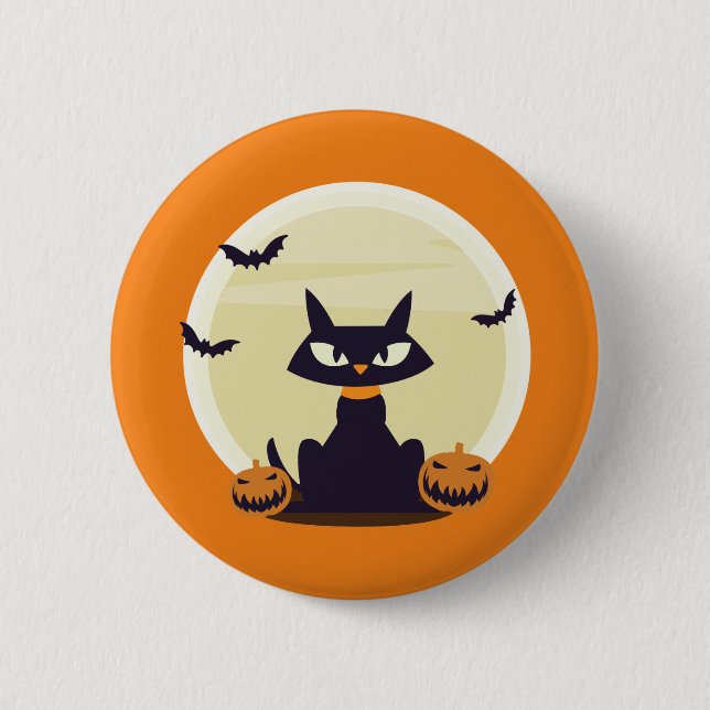 Halloween Cat 6 Cm Round Badge (Front)