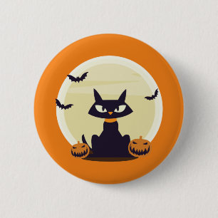 Halloween Cat 6 Cm Round Badge