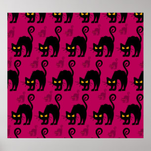 Halloween Cat: Abstract Seamless Pattern Poster