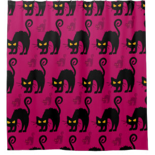 Halloween Cat: Abstract Seamless Pattern Shower Curtain