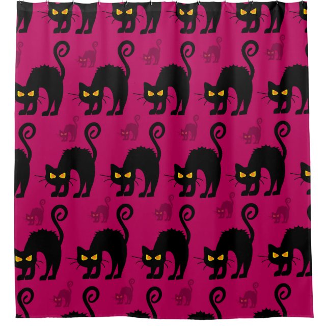 Halloween Cat: Abstract Seamless Pattern Shower Curtain (Front)
