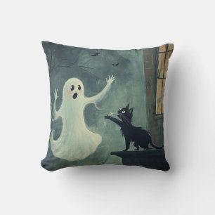 Halloween Cat and Ghost Cushion