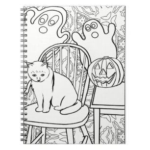 Halloween Cat and Ghosts Notebook